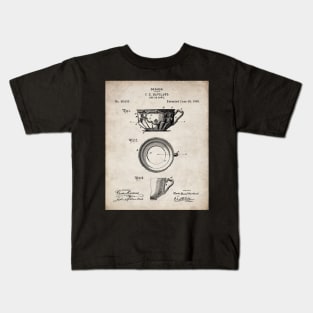 Tea Cup Patent - Tea Coffee Lover Home Kitchen Decor Art - Antique Kids T-Shirt